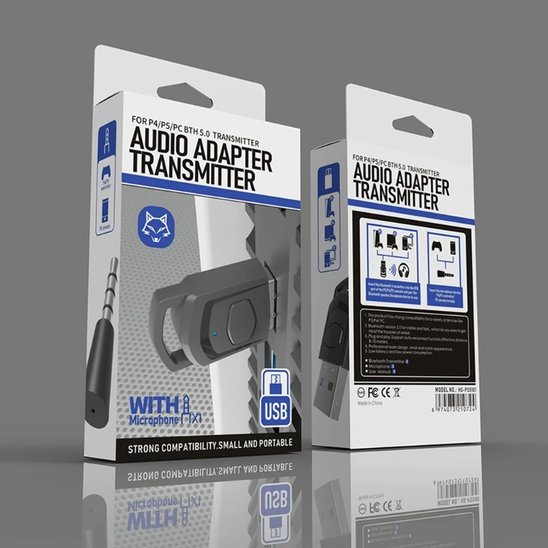 

For PS5/PS4/PC Adapter Bluetooth-compatible 5.0 Aux Transmitter Receiver Adapter for Wireless Headset Portable Dropship