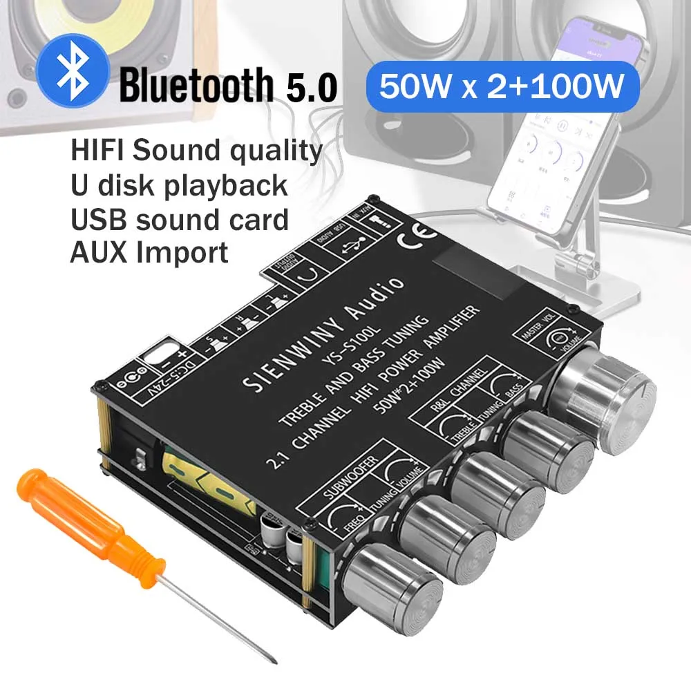 

HIFIDIY S100L Bluetooth 5,0 2,1 канальный мощный аудио стерео сабвуфер усилитель платы 50 Вт x 2 + 100 Вт усилитель для настройки басов