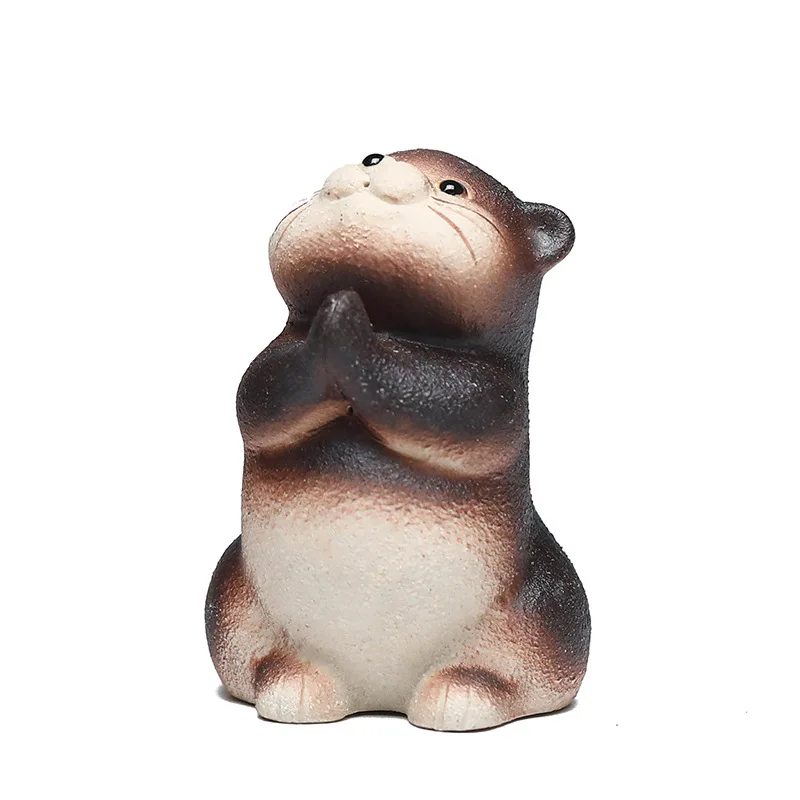 

Фигурки животных для чаепития из фиолетовой глины, выдра