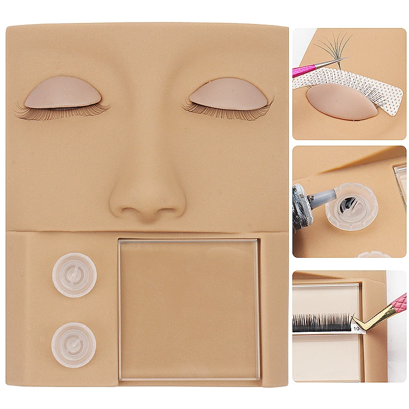 

Eyelash Silica Gel Mannequin Head With Eyelid Kit Supplies Professional Practice Grafted False Lashes Extension Training Tools