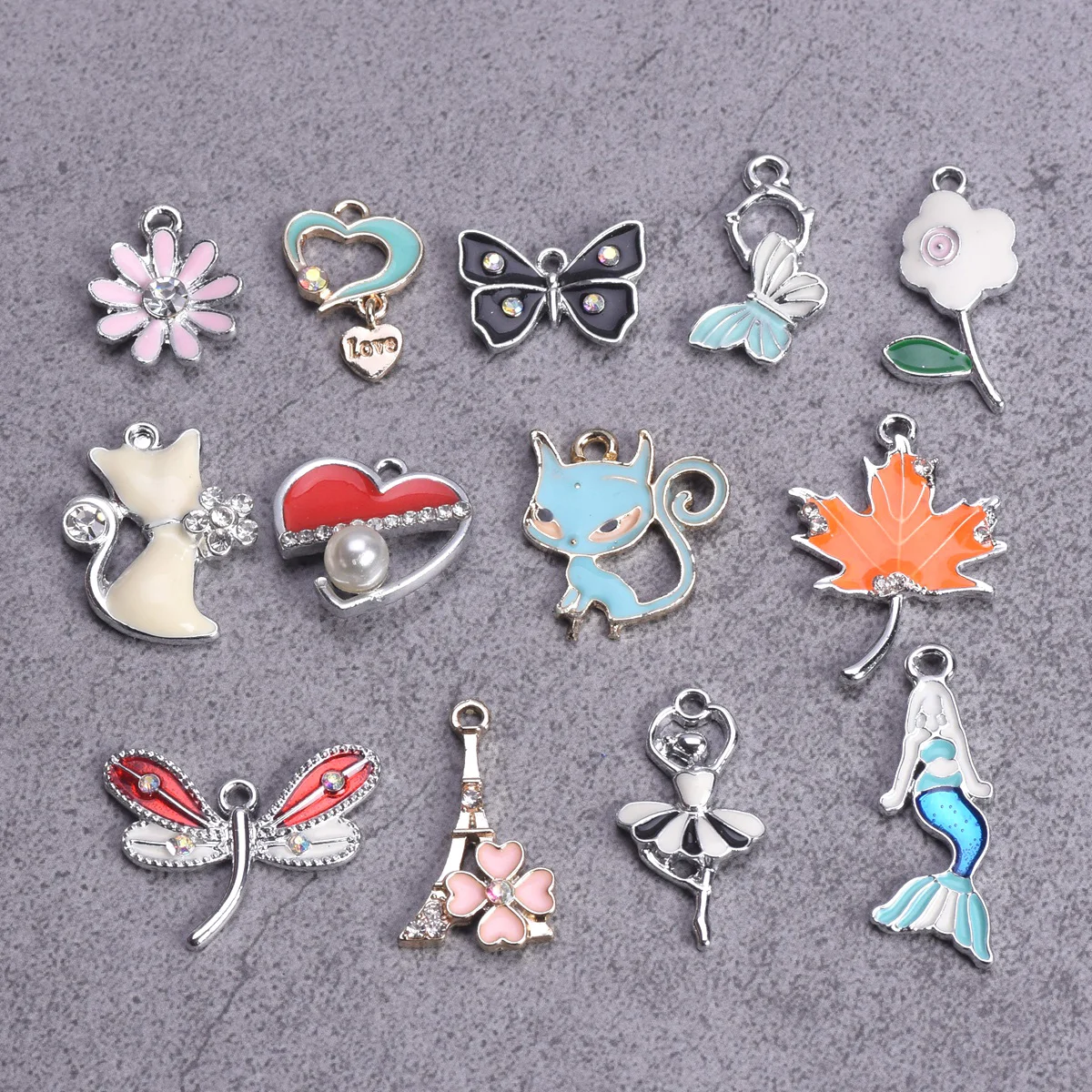 5pcs Enamel Metal Loose Dangle Drop Pendants Beads Charms For Jewelry Making Earring Bracelet DIY Findings