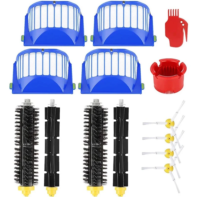 

For Irobot Roomba 600 Series 610 620 625 630 650 660 Vacuum Beater Bristle Brush+Filter+Side Brush Replacement Part Kit