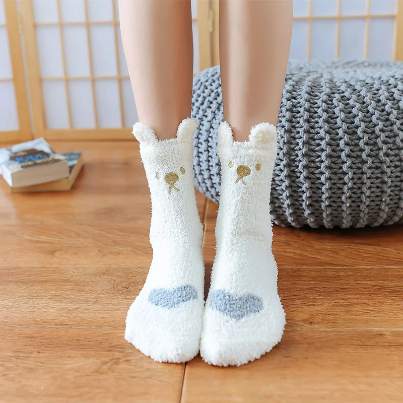 

Winter Women's Socks Coral Velvet Home Floor Socks Cute Cartoon Medium Sleeping Socks Thickened Warm Fur Fashion Kawaii Socks