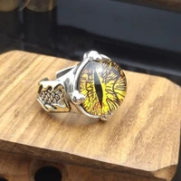 classic punk gothic style glass devils eye metal open rings for men cool street party prom jewelry