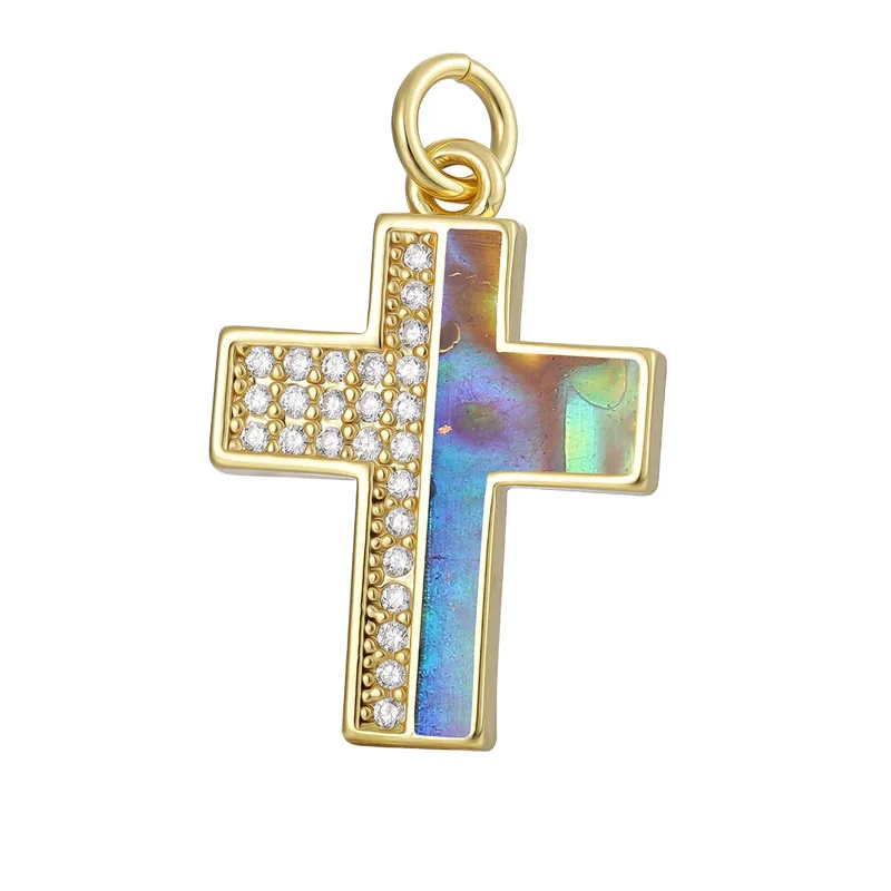 

JUYA 2022 New Cross Charm Pendant For Neckalces Making CZ Shell Patchwork Necklace Pendants Base Handmade Jewelry Accessories