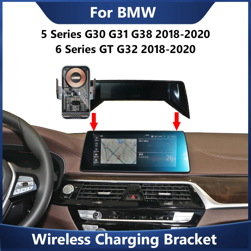 

Car Phone Bracket For BMW 5 Series G30 G31 G38 6 Series GT G32 2018-2020 Wireless Charger Navigation Screen Holder Accessories