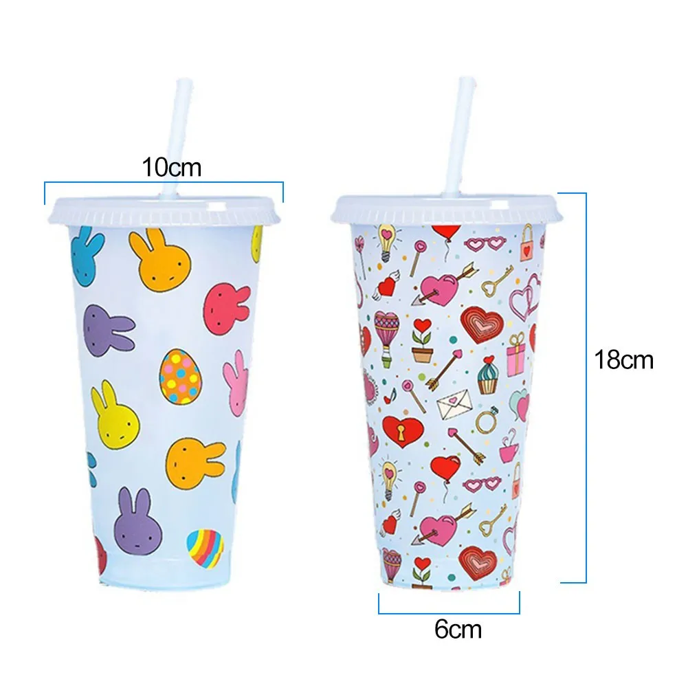 

Easter Plastic Color Changing Straw Cup 710ML