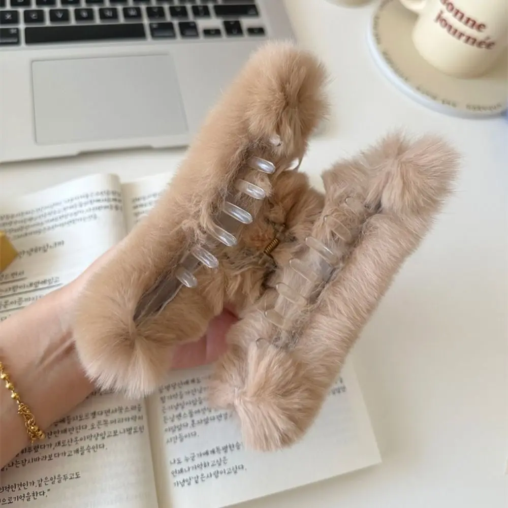 Корейские плюшевые коготь для волос девочек осень/зима кроличий мех нежный бант