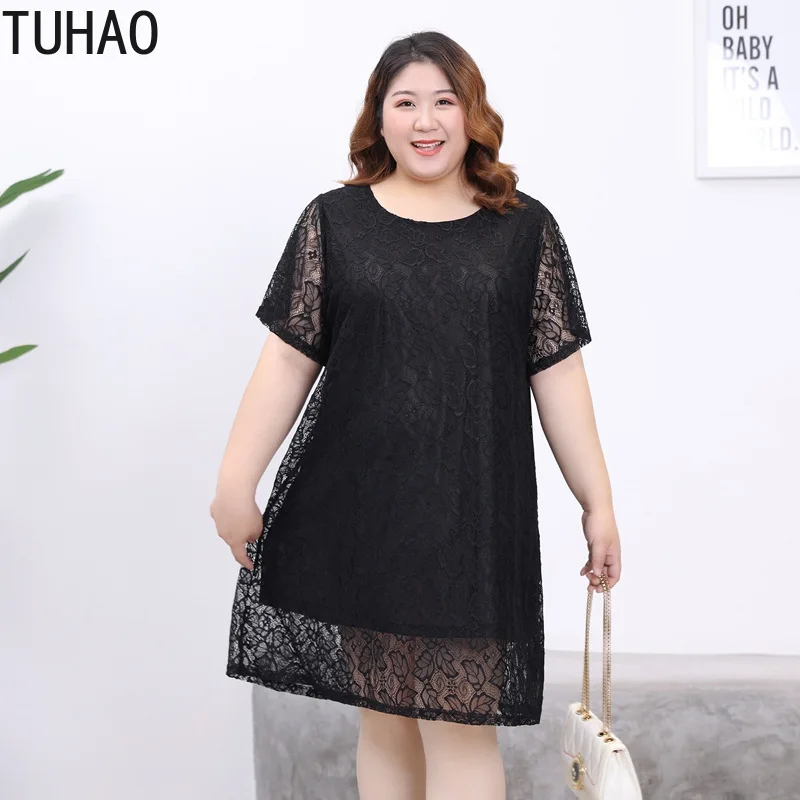 

Женское винтажное платье макси TUHAO, Свободное длинное платье с коротким рукавом, большие размеры d, 4XL, 3XL, 2XL, одежда для мам