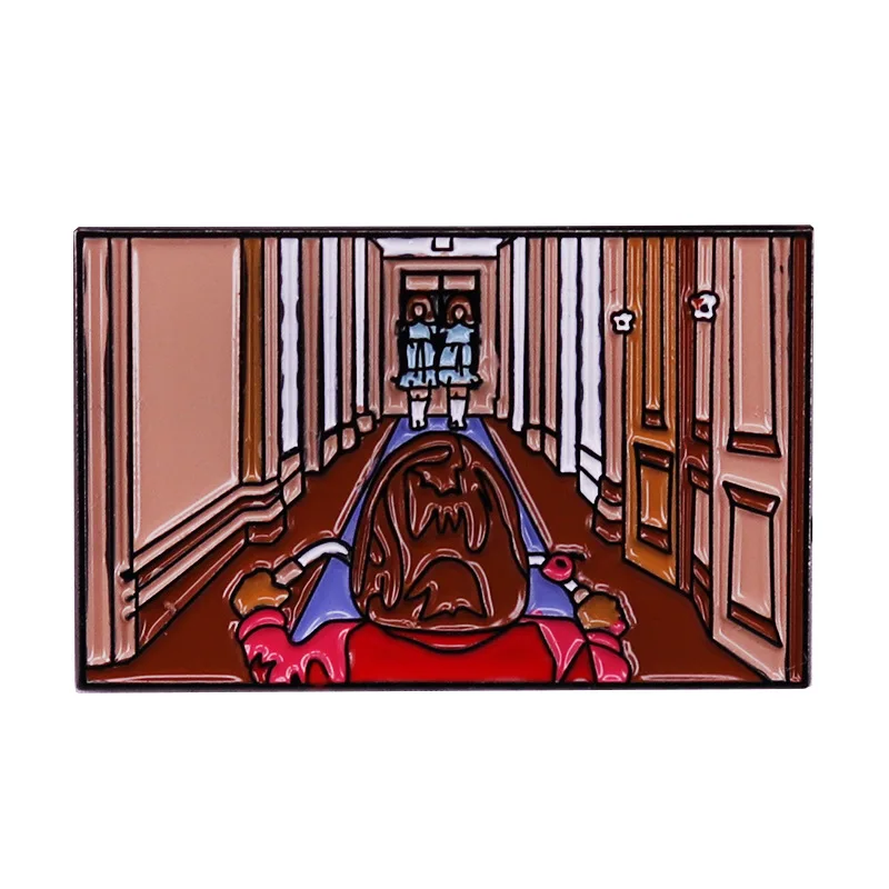 

A Horror Film Scene Overlooking The Hotel Corridor Metal Enamel Pin Badge Lapel Jacket Jeans Bag Fashion Jewelry Accessories