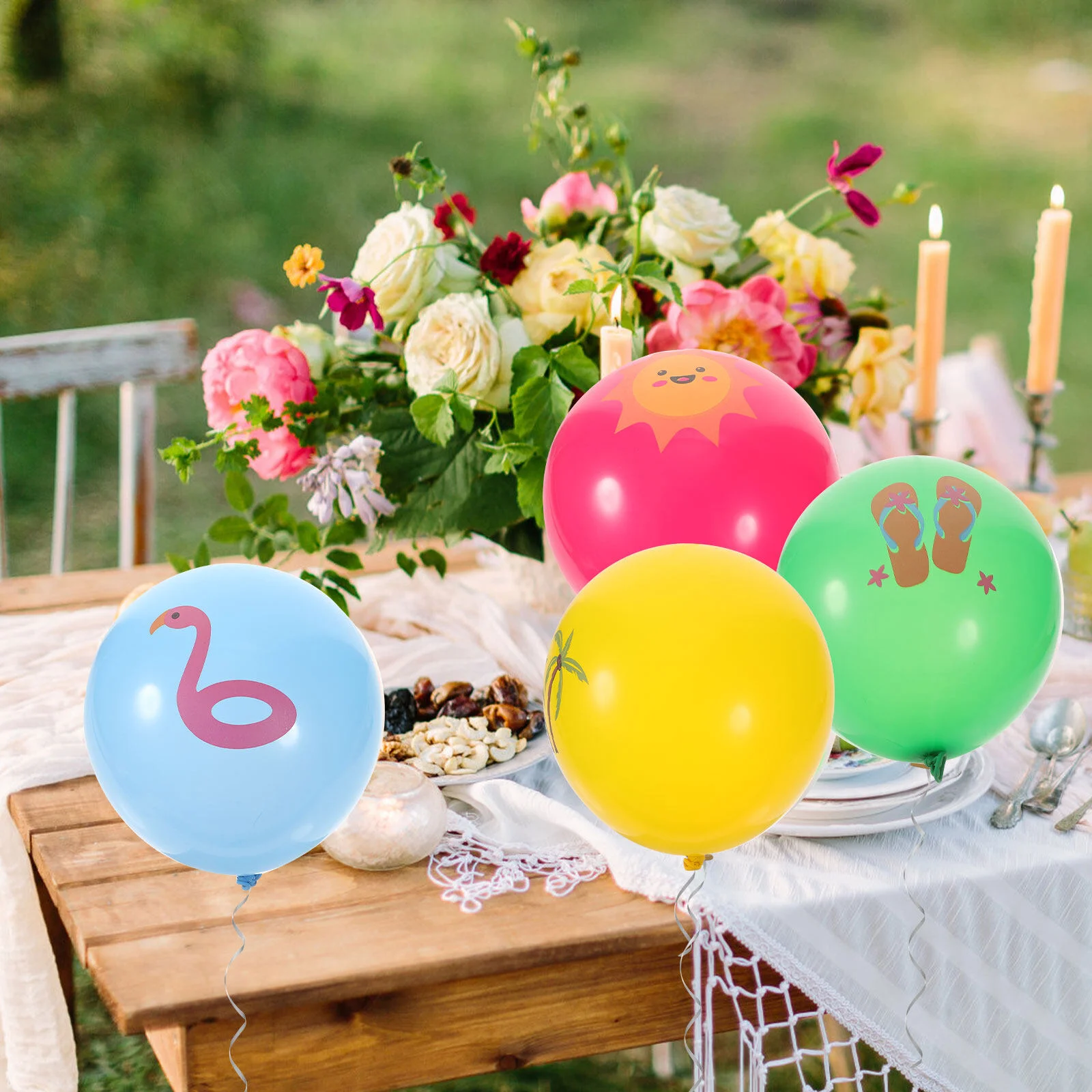 

16 Pcs Colorful Balloons Applique Hawaii Style Photography Props Pull The Flag Birthday Party Emulsion Banquet