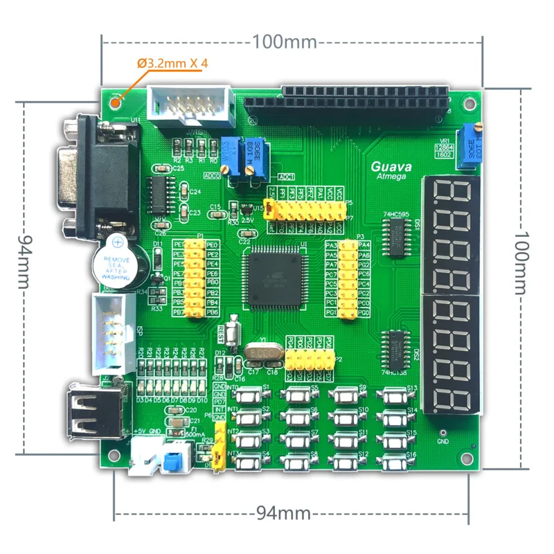 Плата разработки Atmega128A Модуль Atmega128 AVR для отправки кабеля USBISP-USB