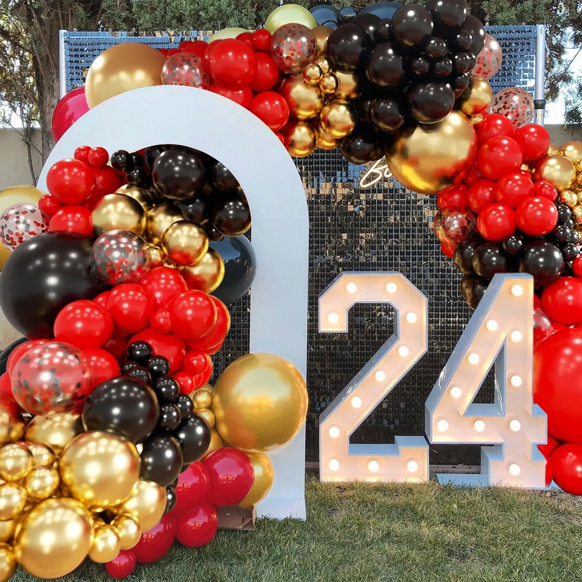 131 шт. красные черные золотые воздушные шары в форме арки конфетти для гоночного