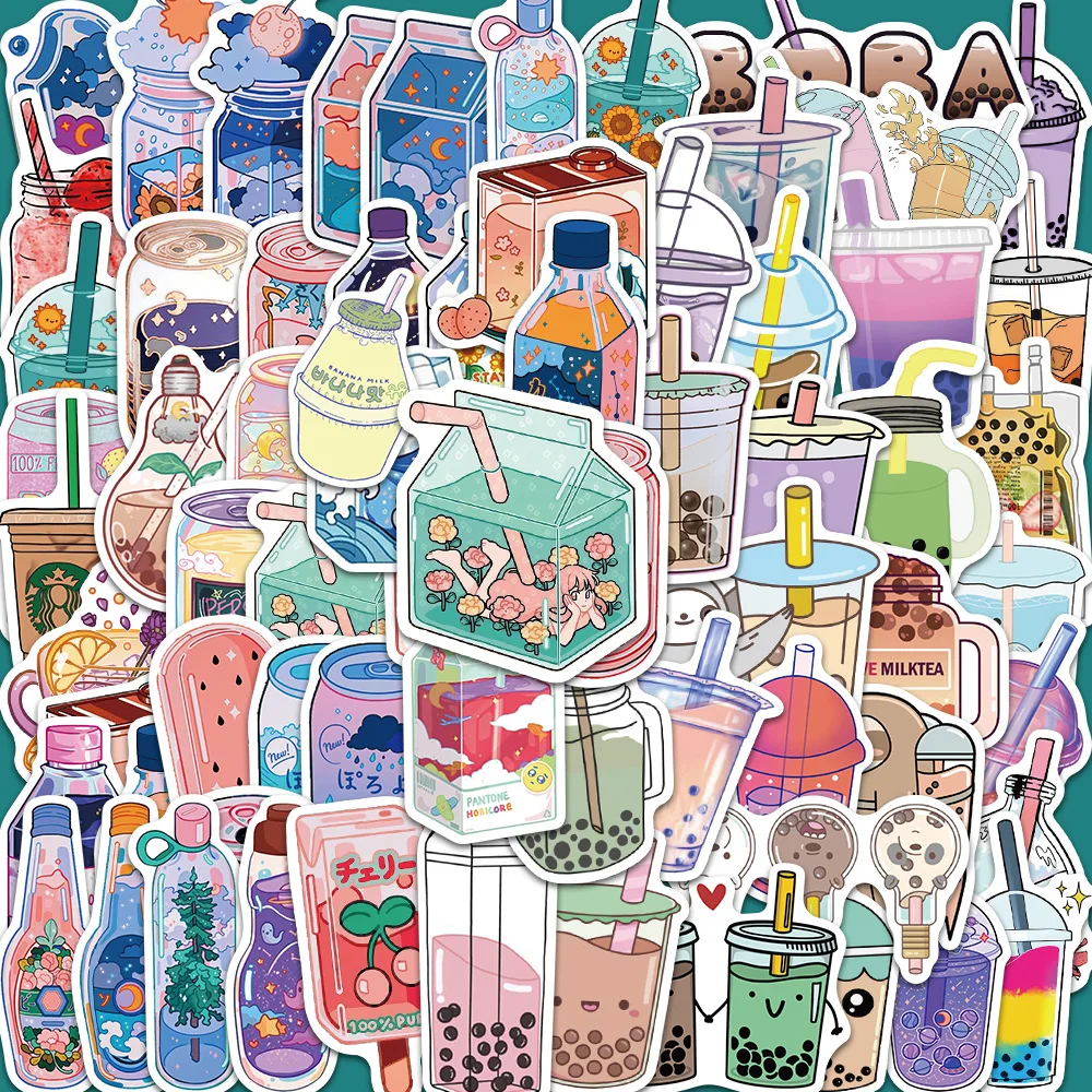 10/50/100PCS Cartoon INS Cute Drink Pearl Milk Tea Kawaii Graffiti Stickers Kid Aesthetic Scrapbook Phone Laptop Luggage Sticker