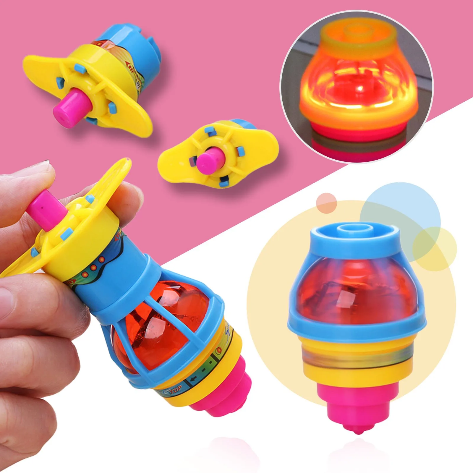 

Ejection Toy Colorful Luminous Flash Top Top Children's Toy Spinning Education Giveaway