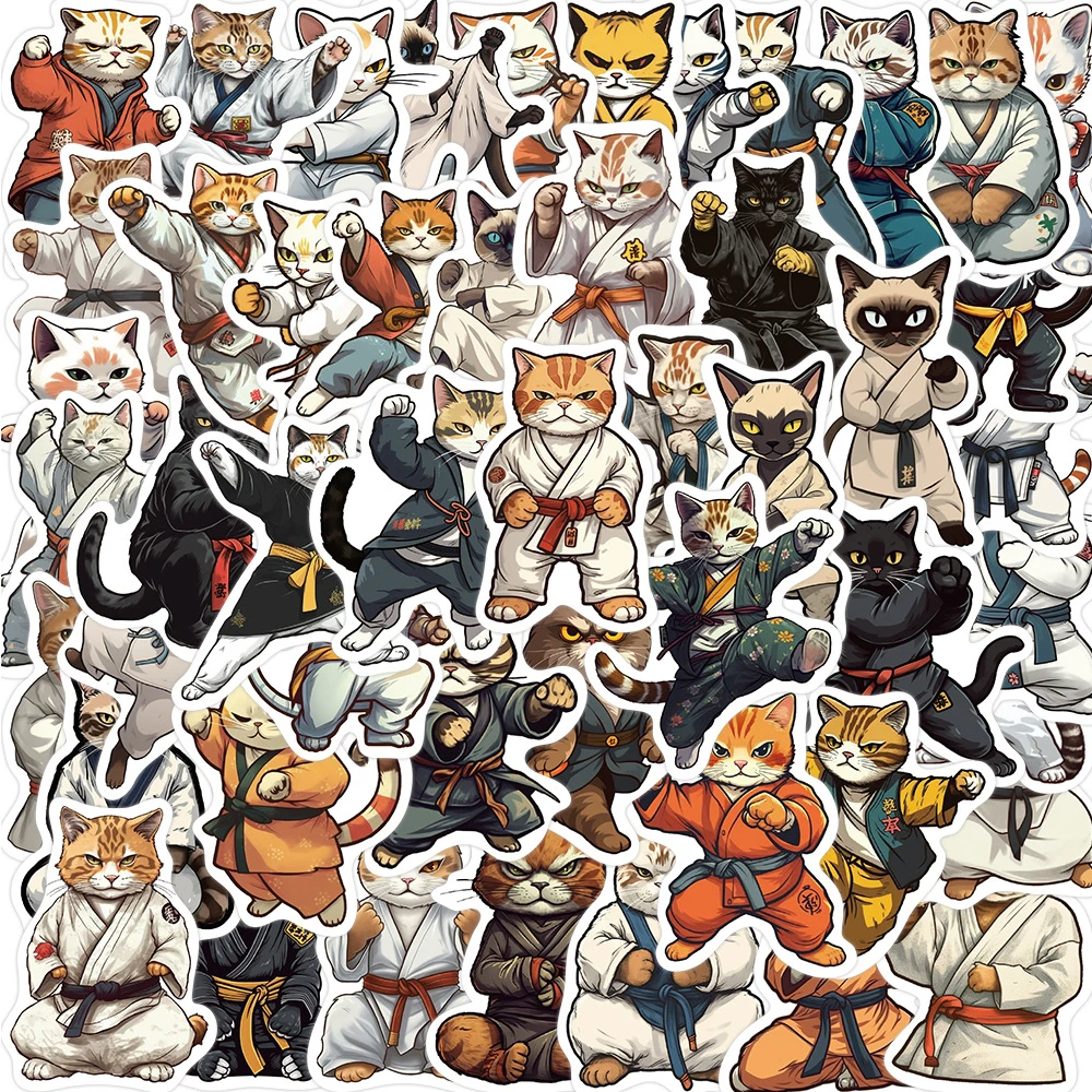 

10/30/50PCS Funny Kung Fu Cat Stickers Cute Decals Decoration Toy DIY Suitcase Phone Skateboard Laptop Cartoon Sticker Kids Gift