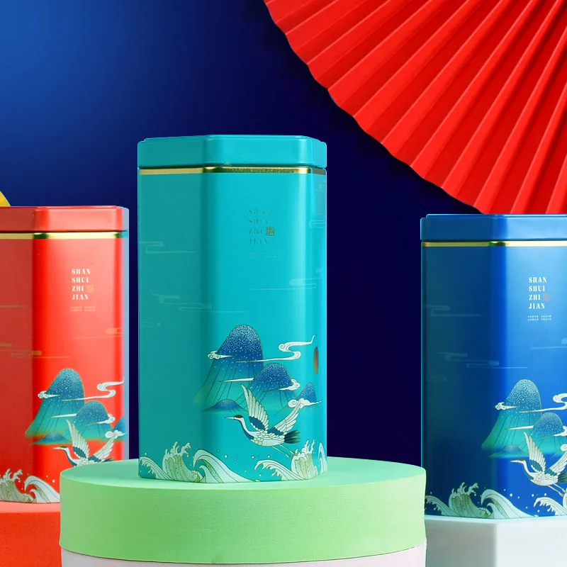 

Universal Tea Box Exquisite Packaging Hexagonal Tinplate Cans Green Tea Black Tea White Tea Packaging Cans