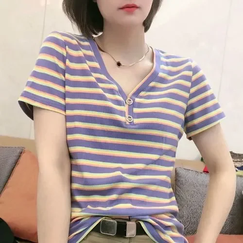 

2022 Women's style high- end latest sleeves Blue leisure short foreign