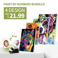 ruopoty 4pclot diy painting by number 40x50cm shop in bundle colorful animals dog cattle home decor picture by number paint kit
