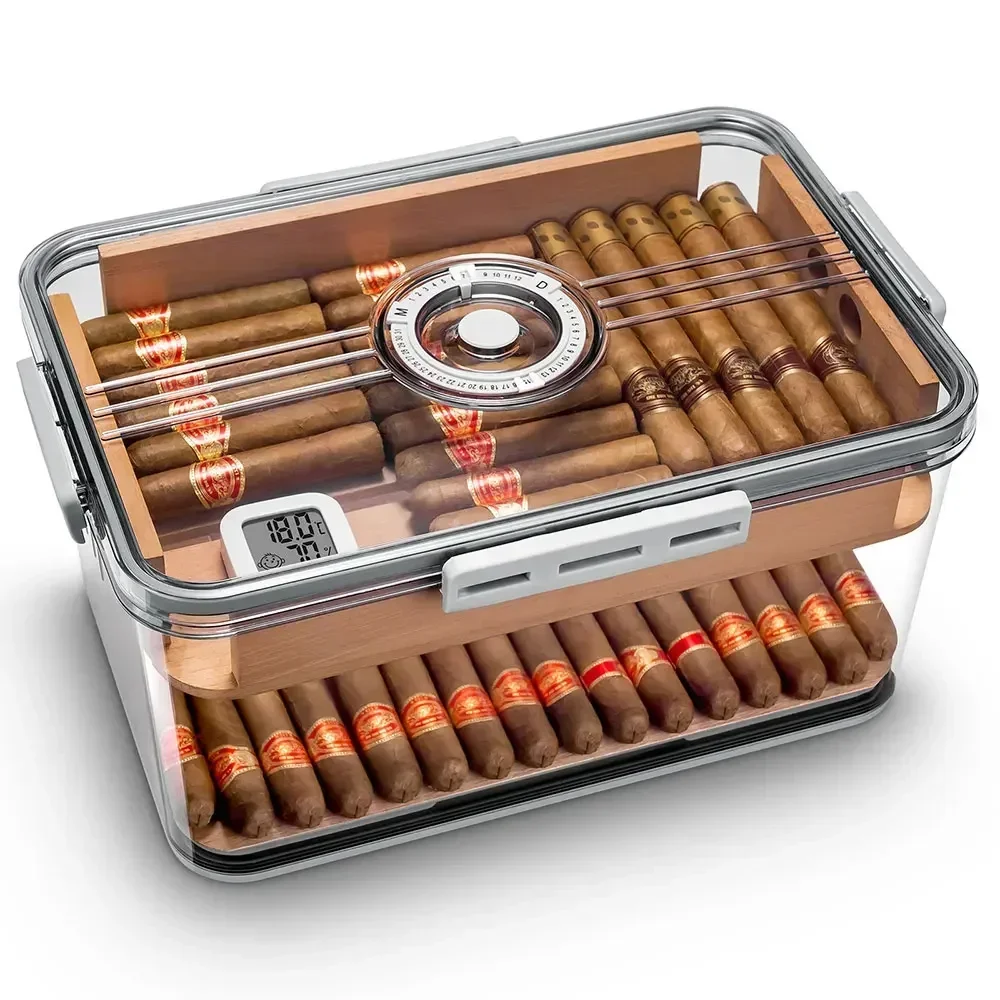 Полка из кедрового дерева CIGARLOONG прозрачный хьюмидор для сигар с гигрометром 100
