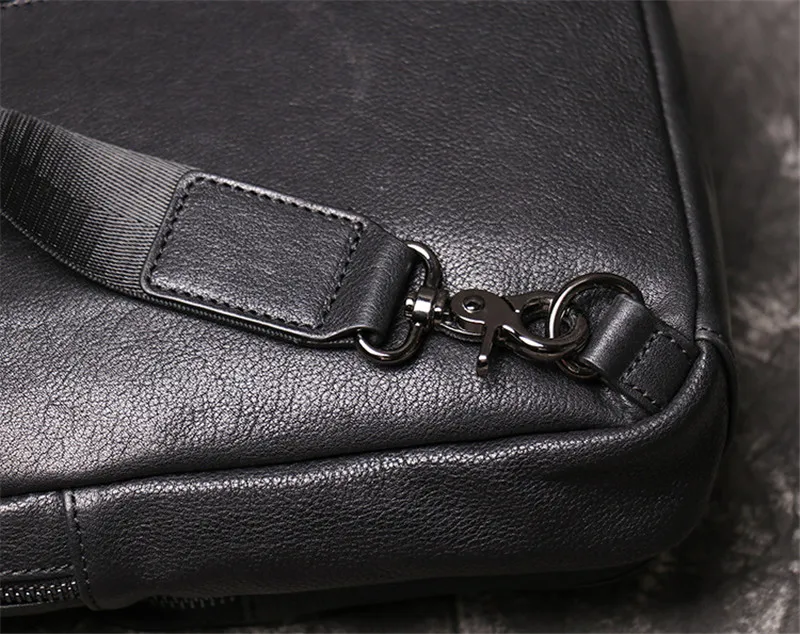 Retro casual fashion designer natural genuine leather men's shoulder bag daily outdoor work black cowhide chest bag
