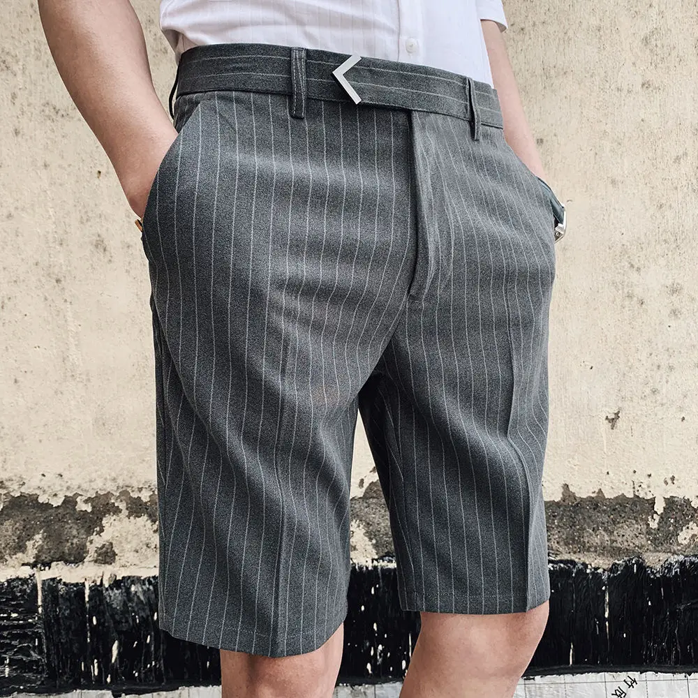 

Men 2022 Summer Fashion Solid Color Suit Shorts Men Clothing Straight Shorts Male Casual Slim Fit Knee Length Shorts Homme G12