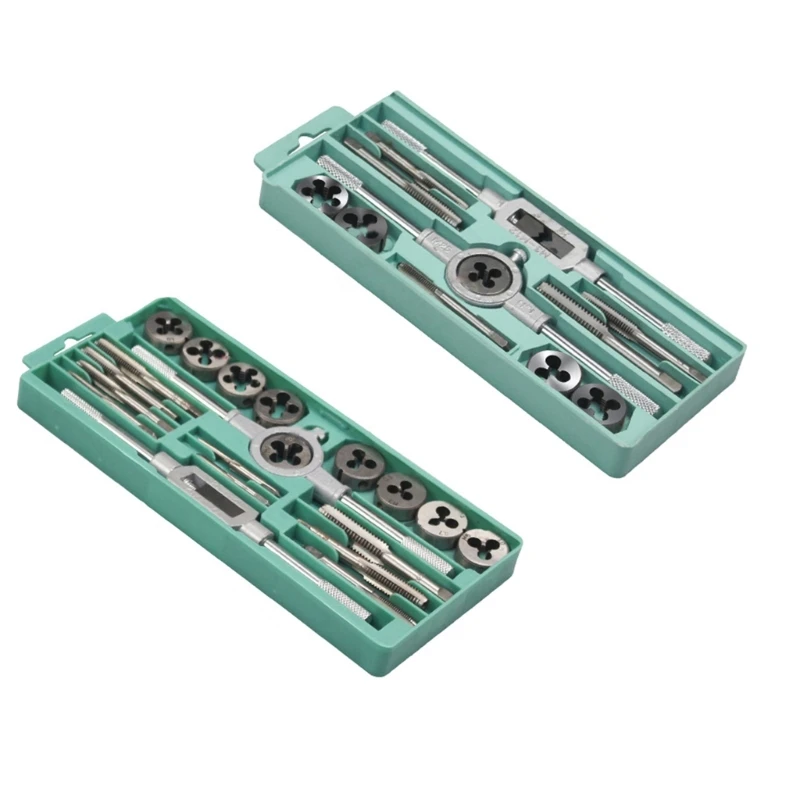

Tap and Die Set Metric M3-M12 Professional Screw Thread Plugs Straight Taper Reamer Threading Hand Repair Tools Set