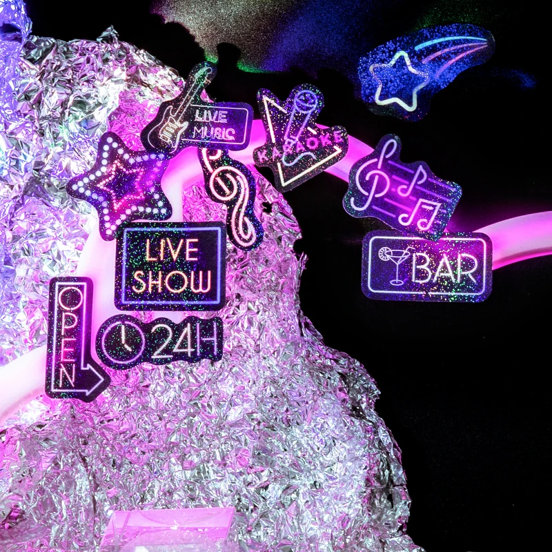 

40pcs Neon Night Creative Cartoon Graffiti Sticker DIY Decoration Suitcase Skateboard Guitar Motorcycle Waterproof Sticker