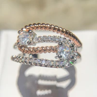 2022 new genuine 100 s925 sterling silver ring for women twist ribbon wrap wave sparkling cz finger wedding engagement jewelry