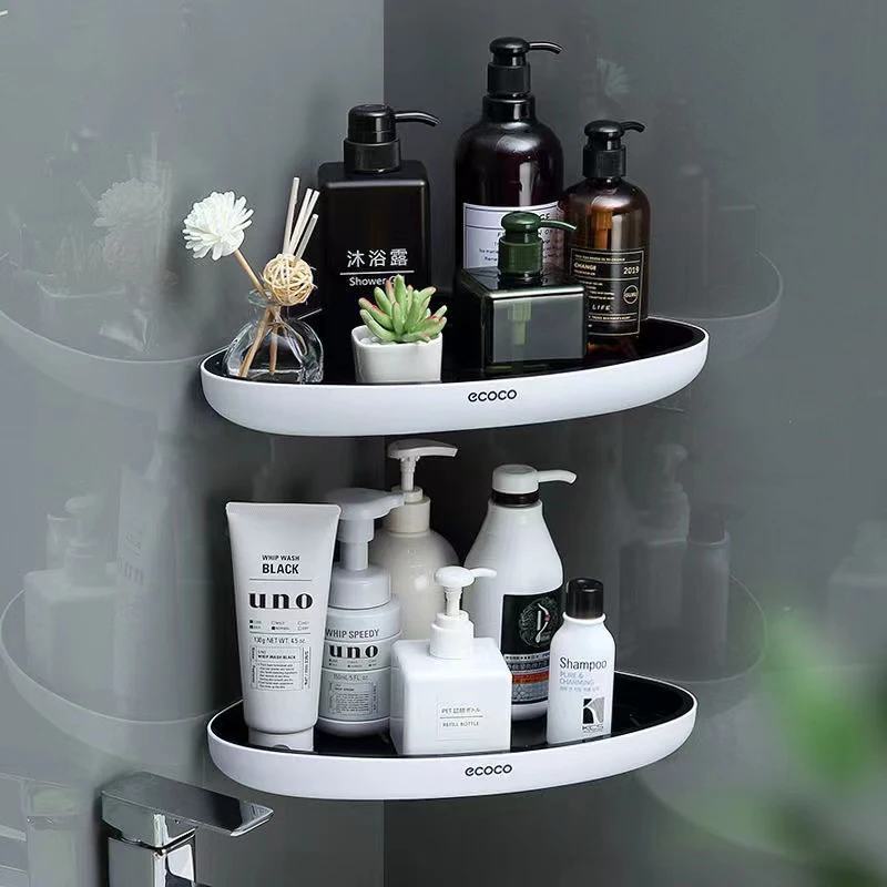

Bathroom Shelf Triangular Corner Shelves Shampoo Holder Wall-Mounted Storage Rack Lotions Storage Bath Shower Kitchen Organizer