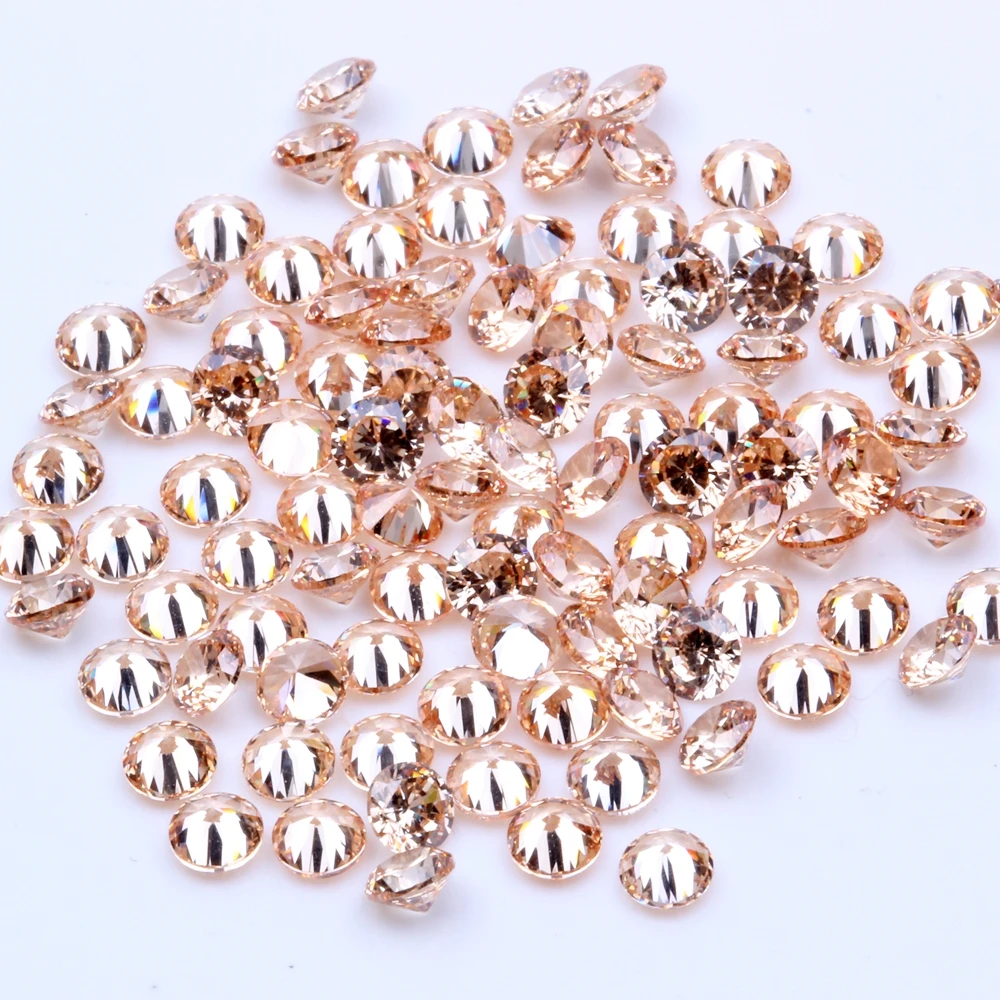 

1000pcs AAAAA+ 1.0mm-4.0mm CZ Stone Round Cut Beads Champagne Color Cubic Zirconia Synthetic Gems For Jewelry