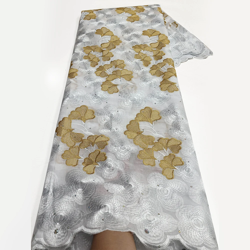 Африканская Швейцарская Кружевная Хлопково-полиэфирная Вышитая Ткань Шириной 120