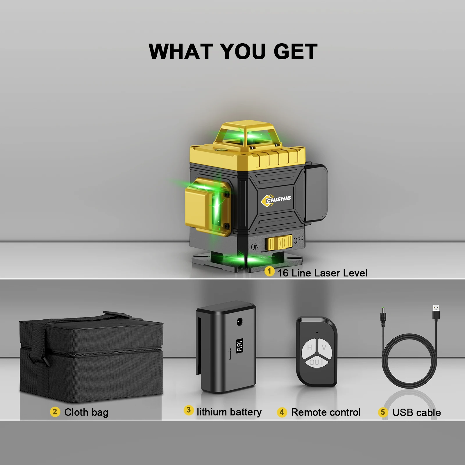 

CHISHIB 4D 16-линейный Профессиональный Лазерный Уровень Со Штативом 39