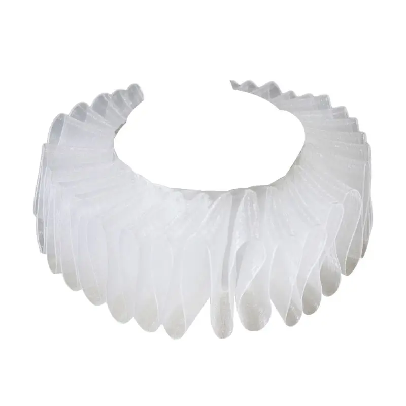 

Womens Elizabethan Ruffled Fake Collar White Clown Neck Ruff Vintage Victorian Halloween Cosplay Costume