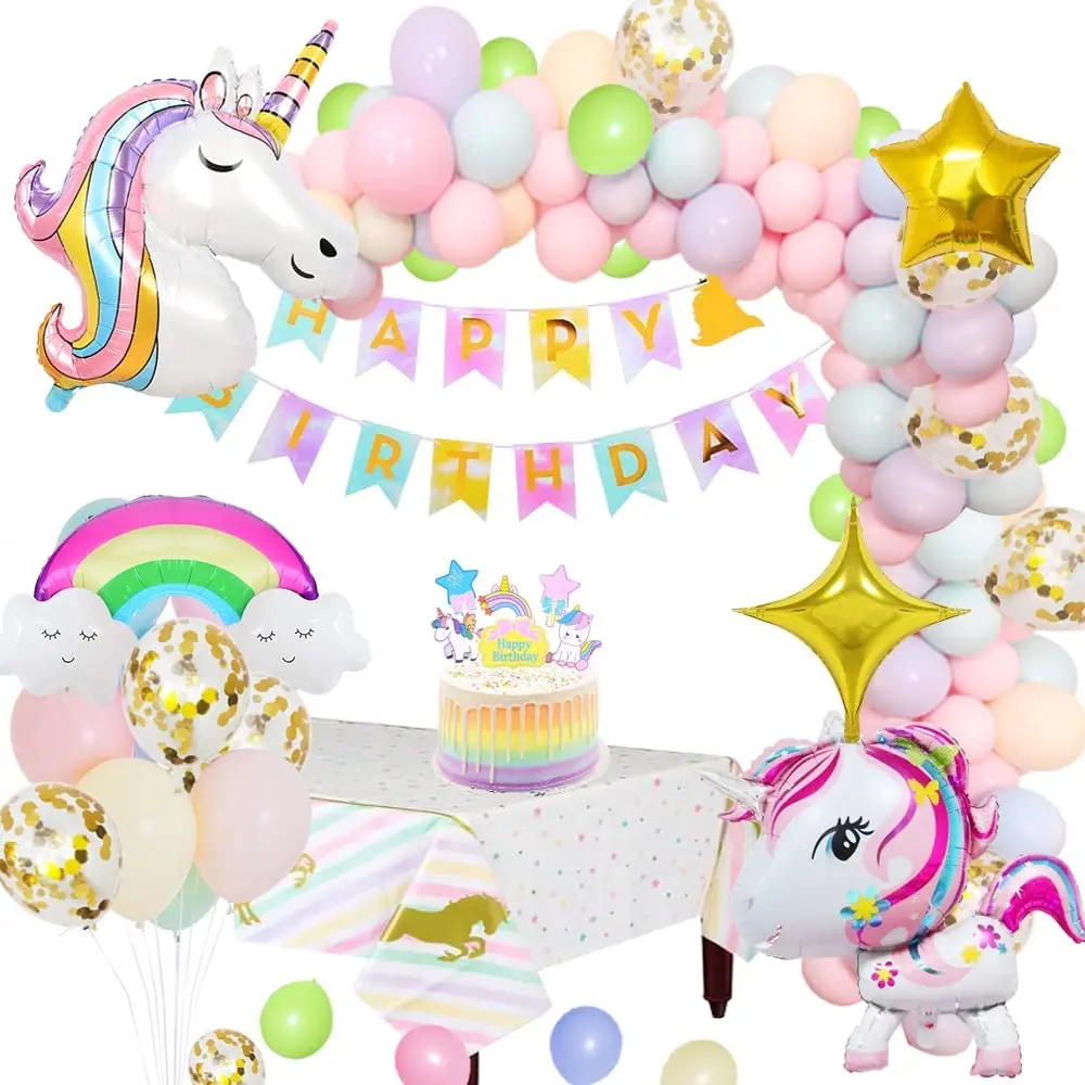 Unicorn Birthday Party Balloon Arch Kit Children DIY Birthday Party Decorations for Kids Latex Baby Shower Ballons for Infant G