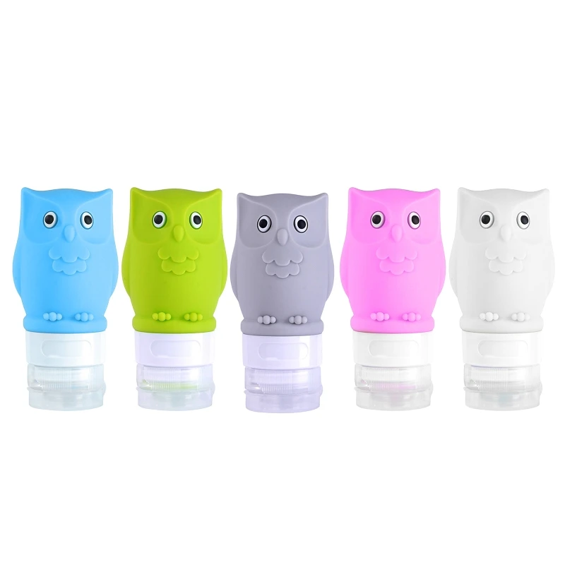 

Cute Owl Silicone Travel Bottles Containers Shampoo Tubes Leak Proof Refillable Liquid Holder for Lotion Soap Conditione