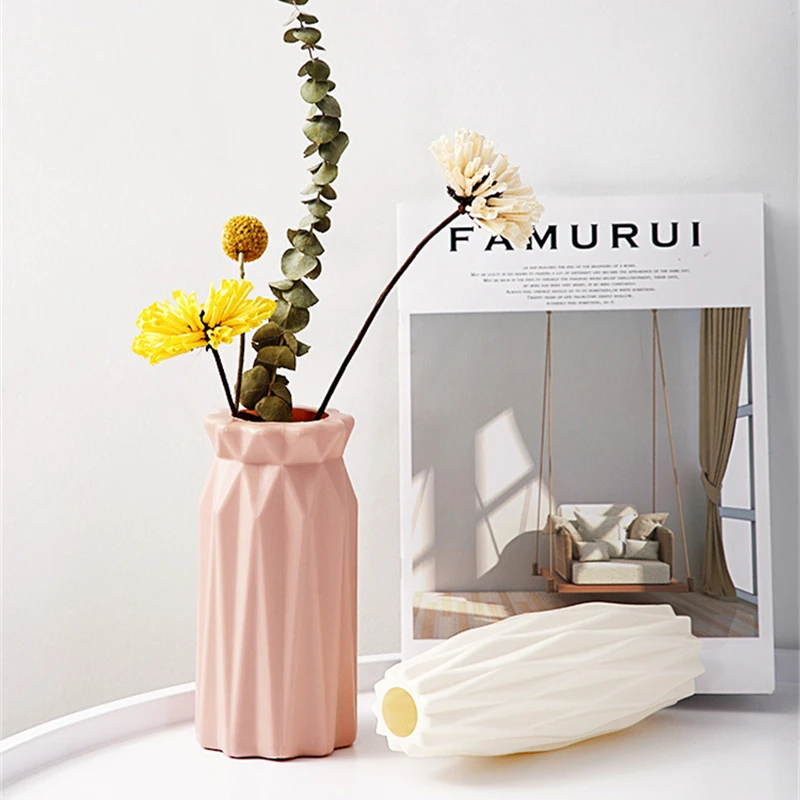 Home Simple Plastic Vase Nordic Small Fresh Flower Pot Storage Bottle for Flowers Modern Home Living Room Decoration Ornaments 5