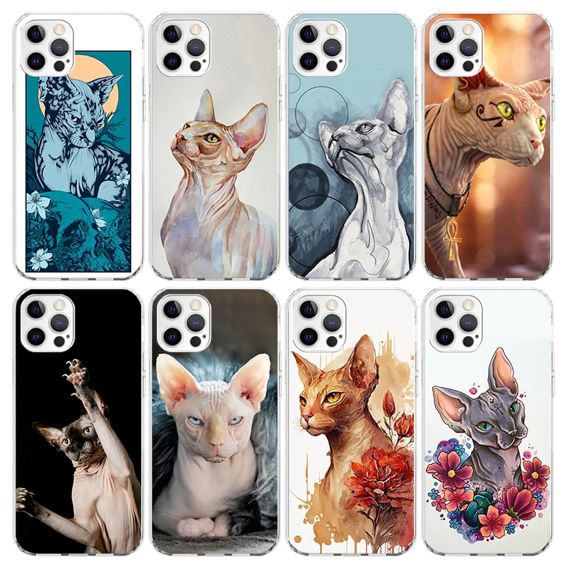 Lavaza Sphynx Sphinx Cat Phone Case for Apple iPhone 16 15 14 Plus 13 12 Mini 11 Pro Max X XR XS 7 + 7G 8G SE 2020 Soft Cover