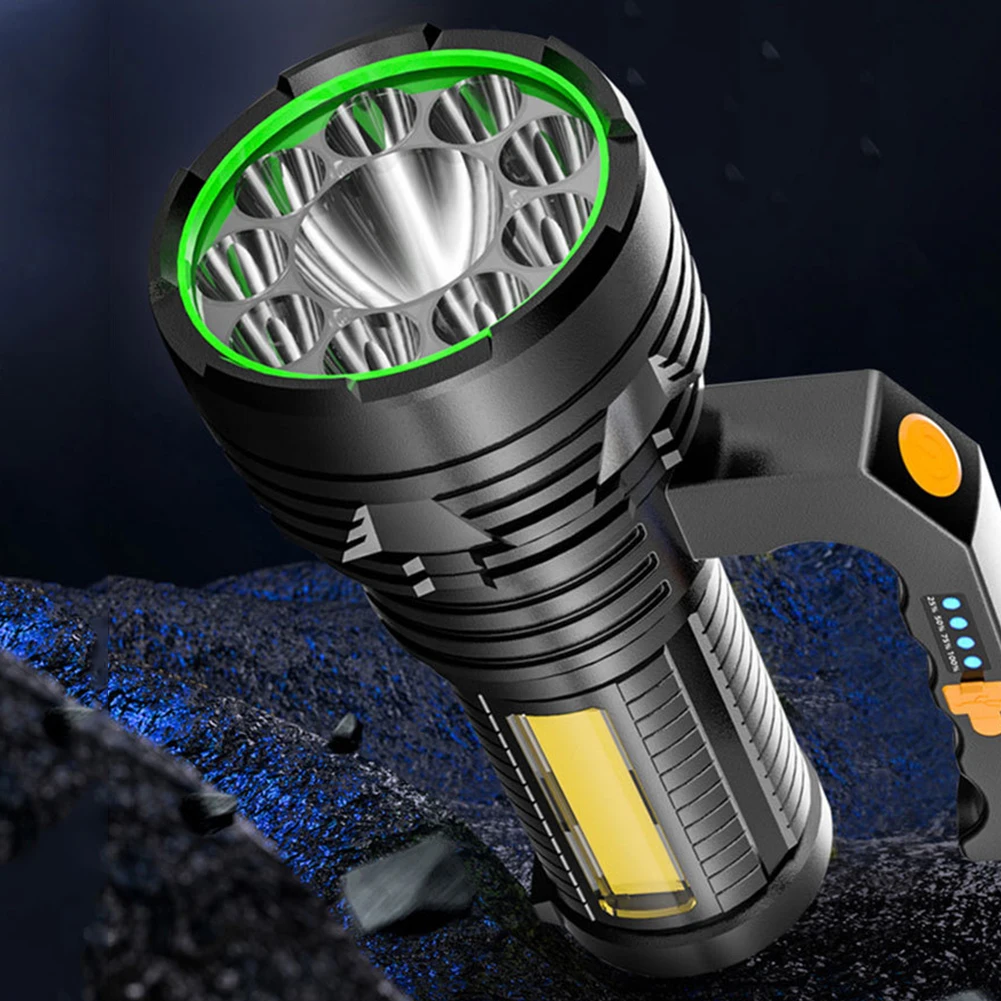 

USB Rechargeable Searchlight Handheld LED+COB Flashlight with Handle Outdoor Spotlight 500 Lumens Emergency Lighting Tool