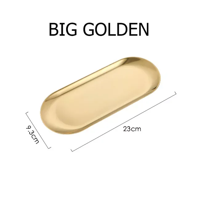 

2023NEW Steel Gold Dining Plate Dessert Plate Nut Fruit Cake Tray Snack Kitchen Plate Western Steak Kitchen Plate Dish