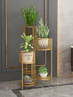 modern simple golden flower pot stand iron flower stand nordic home living room creative green dill flower shelf floor ins