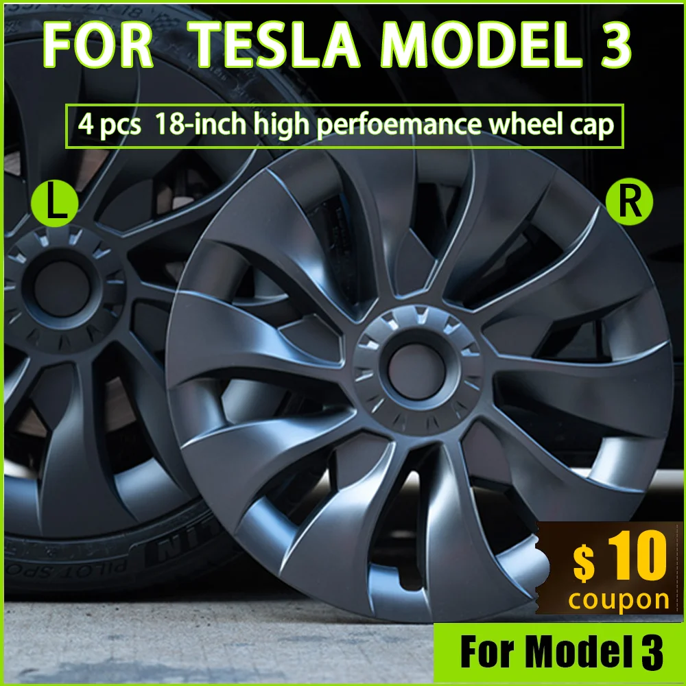 

4PCS 18Inch Wheel Caps For Tesla Model 3 2023 Hub Cap Automobile Performance Replacement Wheel Hubcap Full Rim Cover Accessories