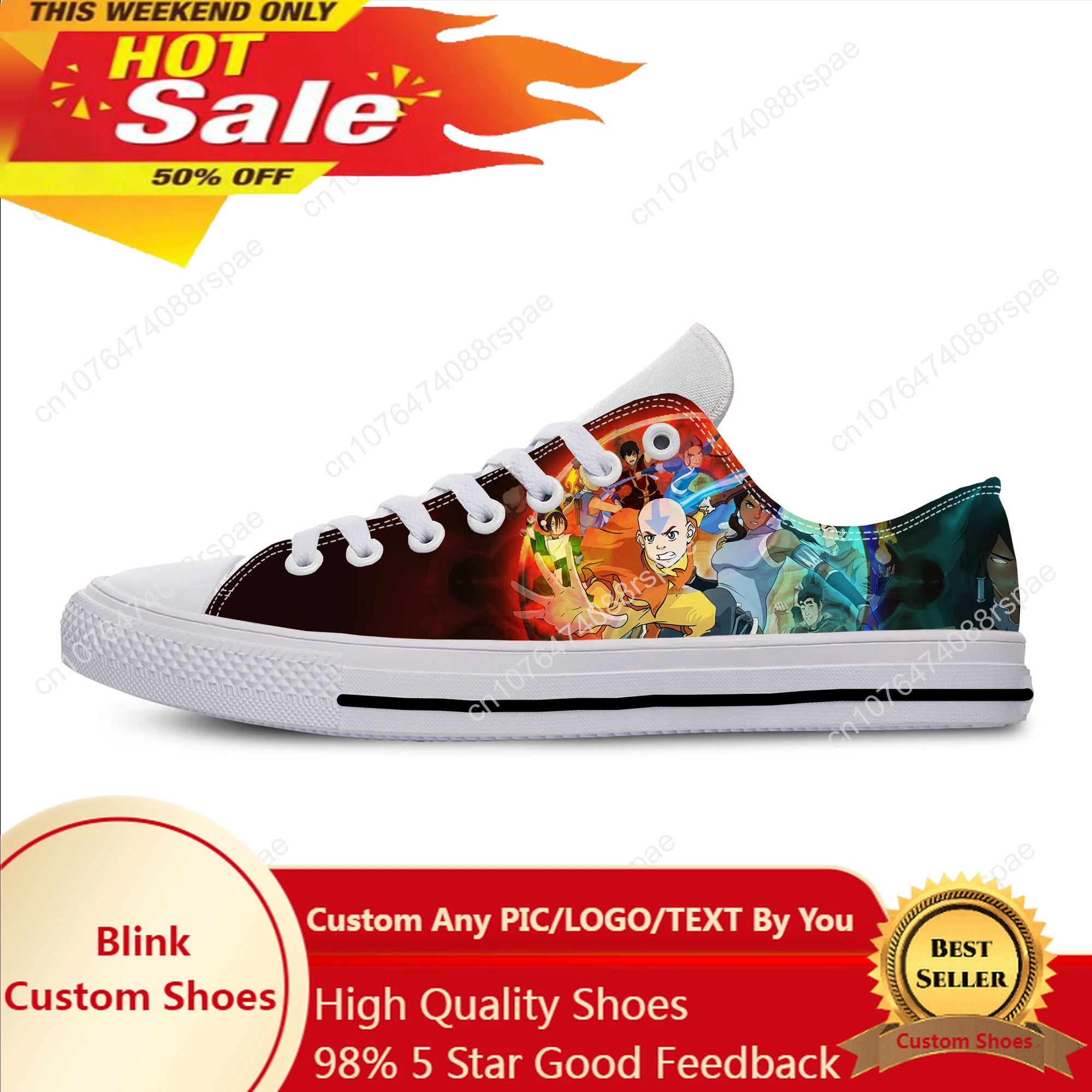 

Anime Manga Cartoon Avatar The Last Airbender Cool Casual Cloth Shoes Low Top Lightweight Breathable 3D Print Men Women Sneakers