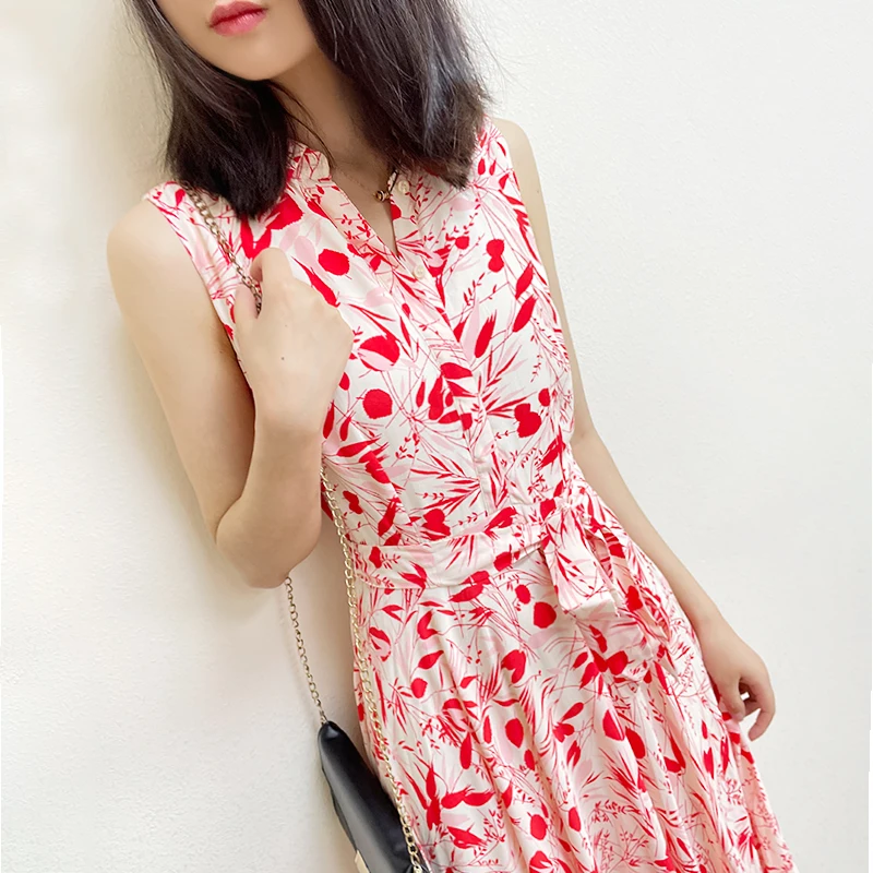 

New Summer UK Fashion Sleeveless Floral Print Midi Shirt Dress UK8-UK16