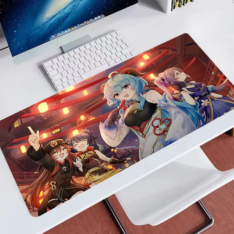 

900x400 игровой коврик для мыши Keqing Genshin ударопрочные аксессуары для ПК противоскользящие аксессуары для компьютерного стола Xxl коврик для мыш...