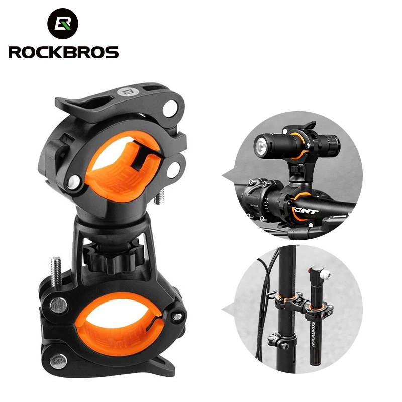 

ROCKBROS Cycling Lights Holder Rotating LED Bicycle Light Bracket Bike Pump Holder Quick Release Mount Bicycle Accessories