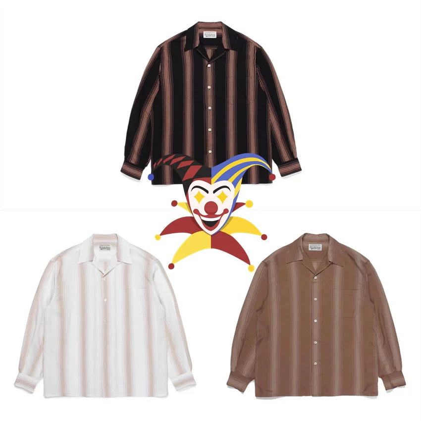 

Striped WACKO MARIA Shirt Men Women Oversized Long sleeved Hawaiian Shirts