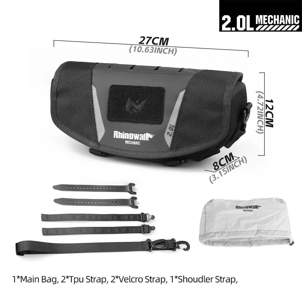 

Сумка на руль мотоцикла Rhinowalk, устойчивая сумка для хранения, дорожная сумка на плечо с системой Molle и дождевиком для аксессуаров ADV