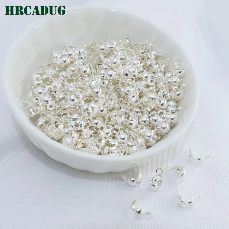 Jewelry Supplies Double Clip Clasps 18K Gold Plated Ball Chain End Connector Calotte Crimp Beads Tip Knot Cover DIY Accessories