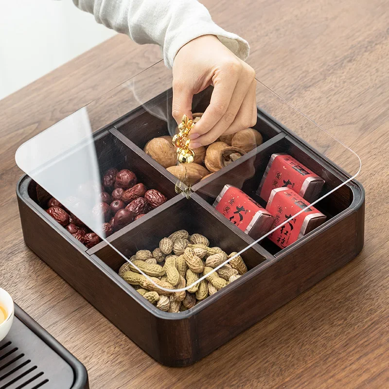  Настольный поднос для орехов коробка фруктов с четырьмя отделениями органайзер
